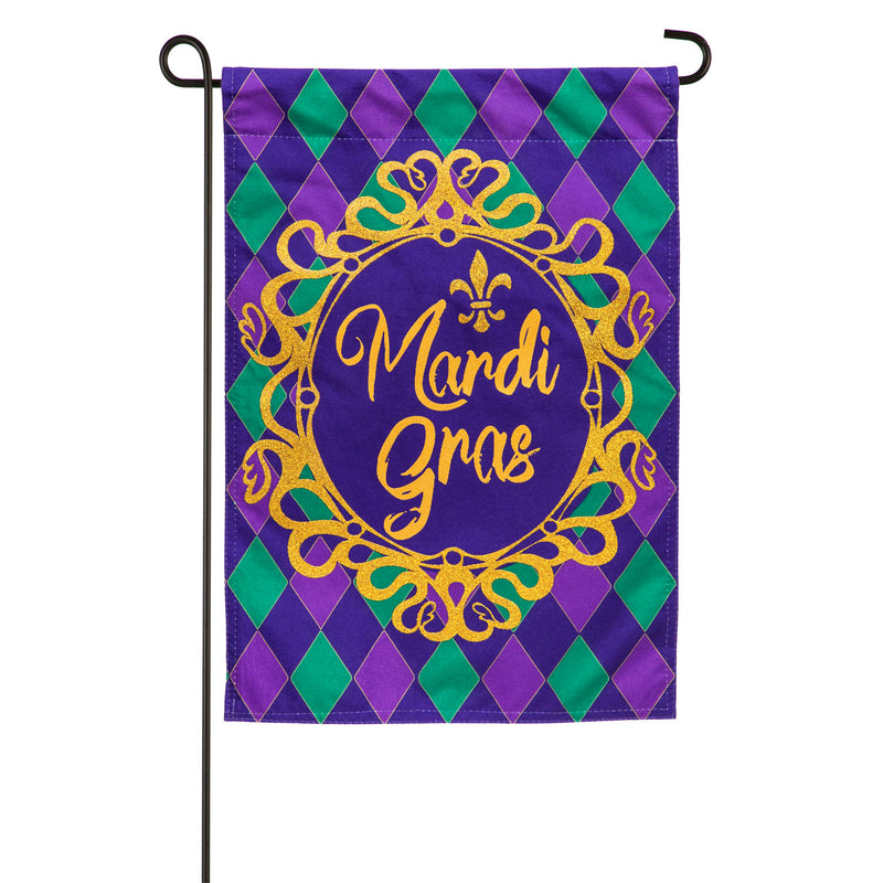 Celebrate Mardi Gras Garden Linen Flag,14l9520bl