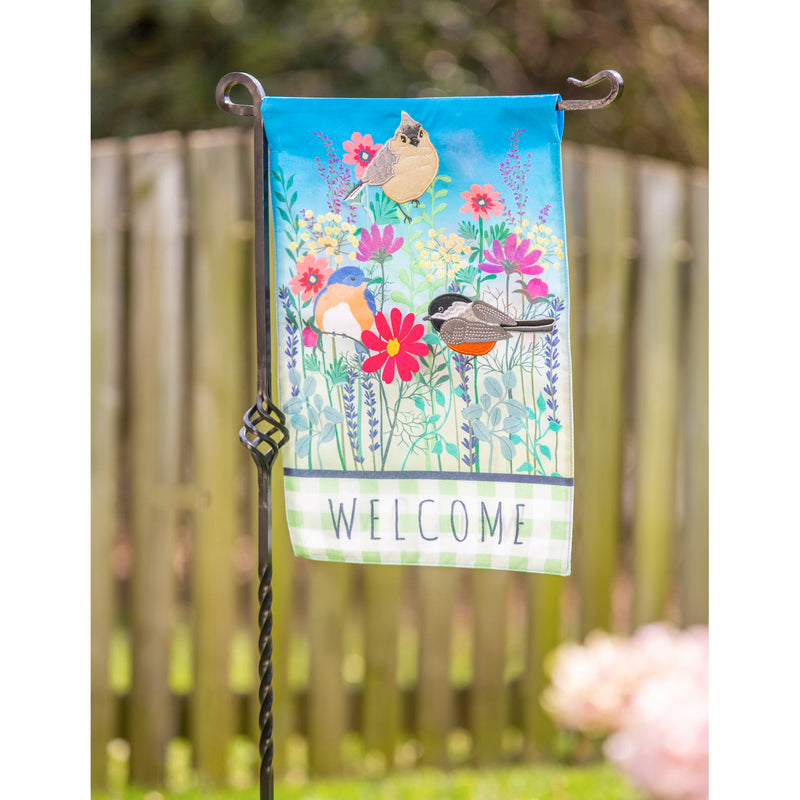 Wild Flowers Welcome Garden Linen Flag,14l9609