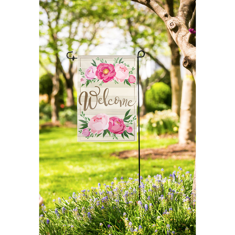 Peony Welcome Garden Linen Flag,14l9687