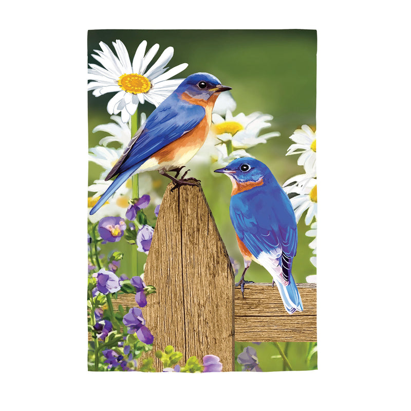 Bluebirds on Post Garden Linen Flag,14l9700