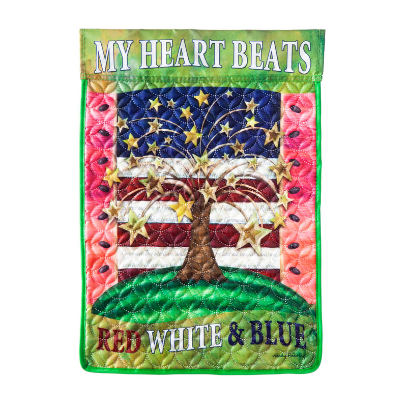 American Heart Beat Garden Quilted Flag,14q9878