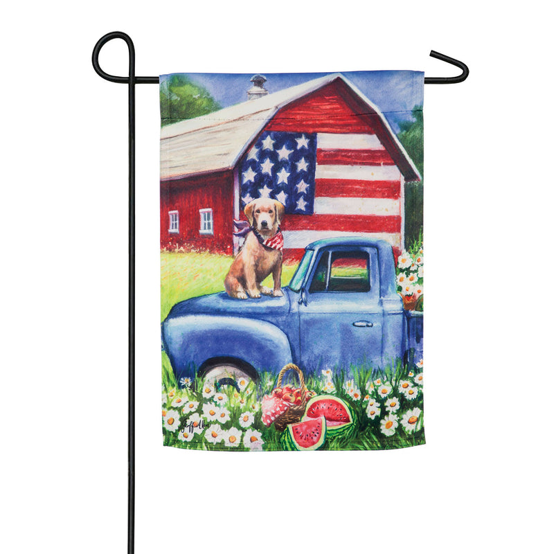 Patriotic Pup Garden Suede Flag,14s9153