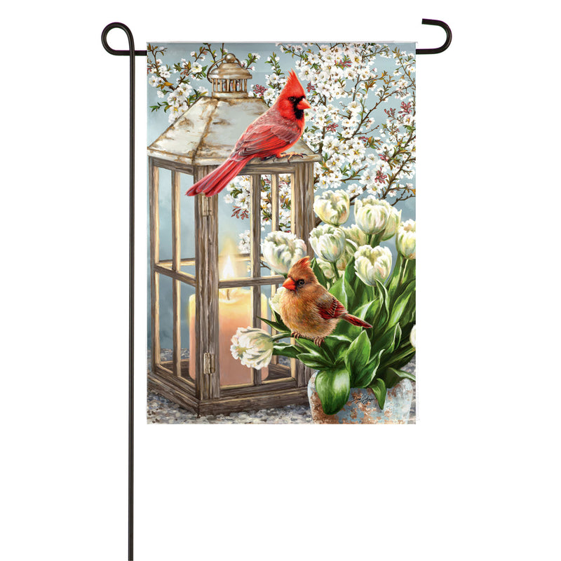 Cardinals and Dogwood Blossoms Garden Suede Flag,14s9581