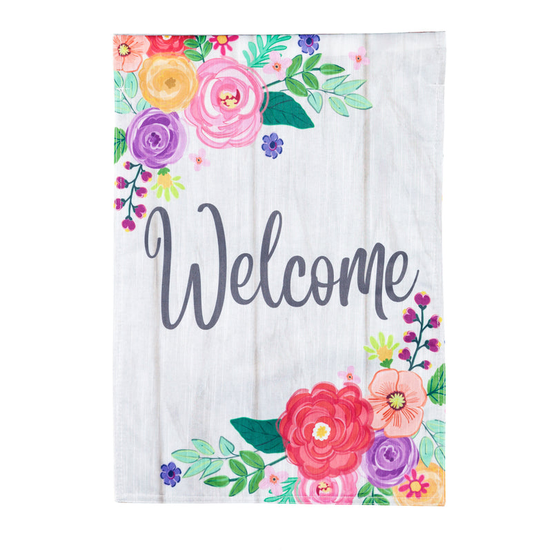 Wood  Backed Floral Garden Strié Flag,14t9711