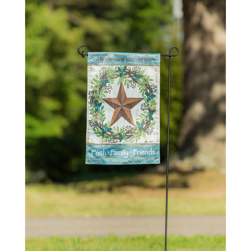 Faith Family Friends Country Star Garden Strié Flag,14t9774