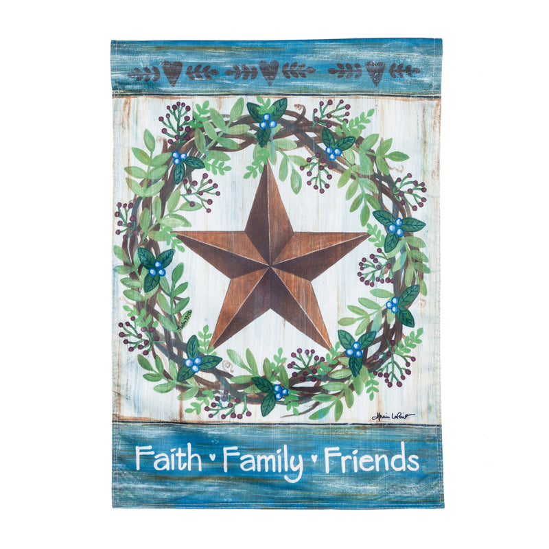 Faith Family Friends Country Star Garden Strié Flag,14t9774