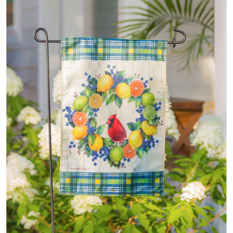 Summer Citrus Wreath Garden Strié Flag,14t9843