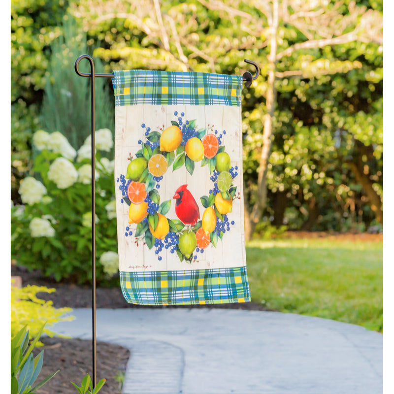 Summer Citrus Wreath Garden Strié Flag,14t9843