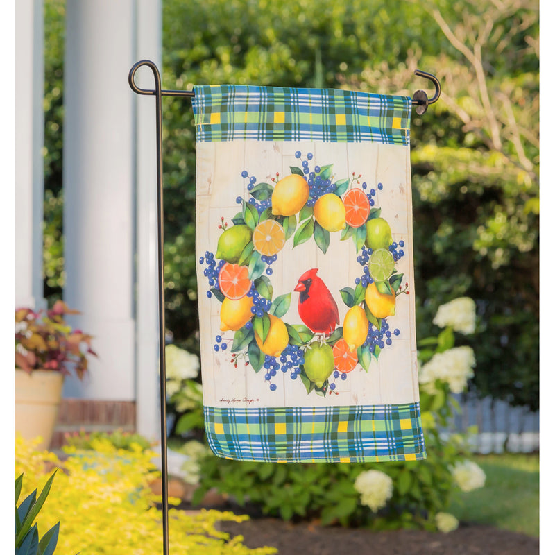 Summer Citrus Wreath Garden Strié Flag,14t9843