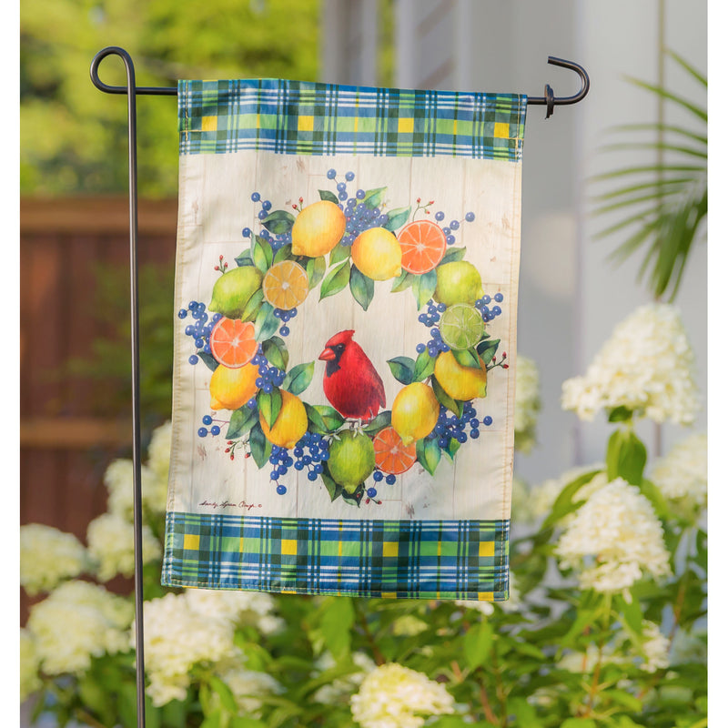 Summer Citrus Wreath Garden Strié Flag,14t9843