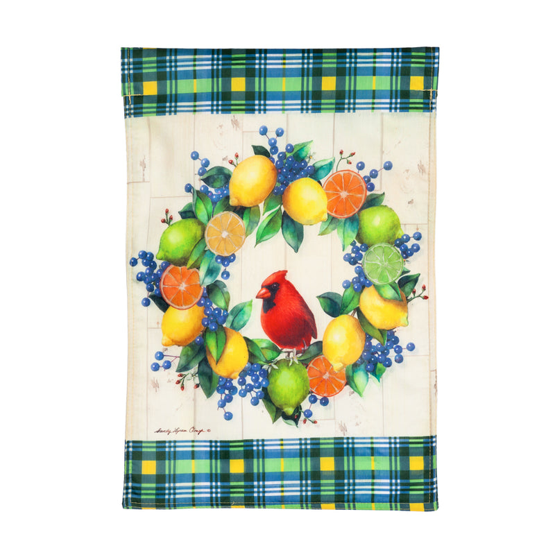 Summer Citrus Wreath Garden Strié Flag,14t9843