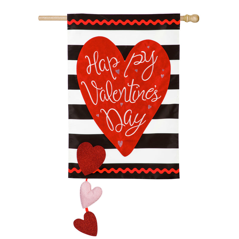 Valentine's Stripe House Applique Flag,159019