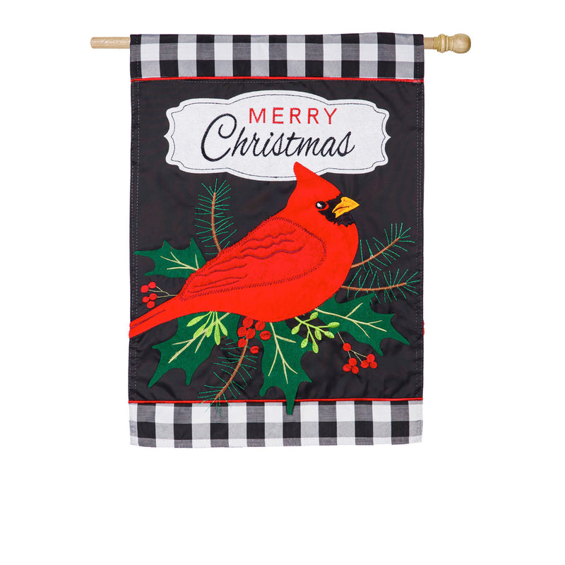 Merry Christmas Cardinal House Applique Flag,159078