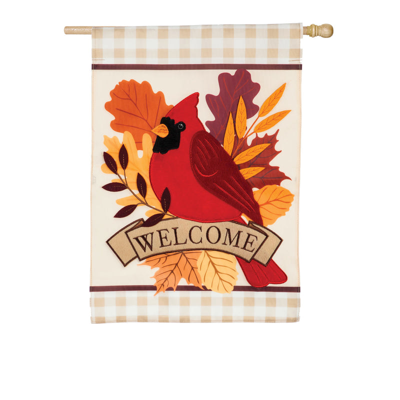 Autumn Cardinal House Applique Flag,159094