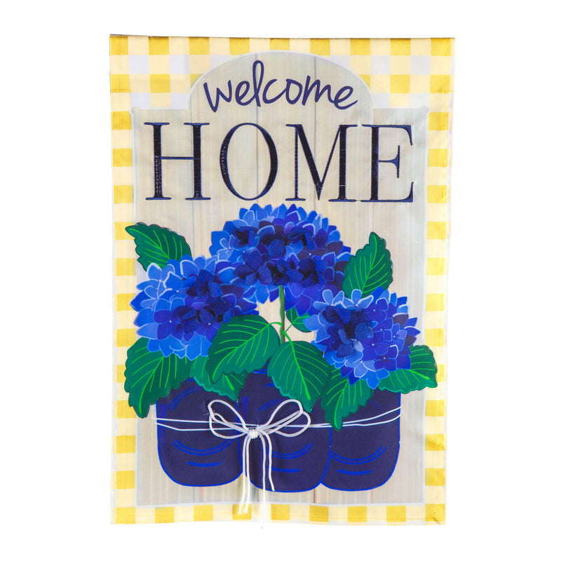 Welcome Home Hydrangeas House Applique Flag,159249