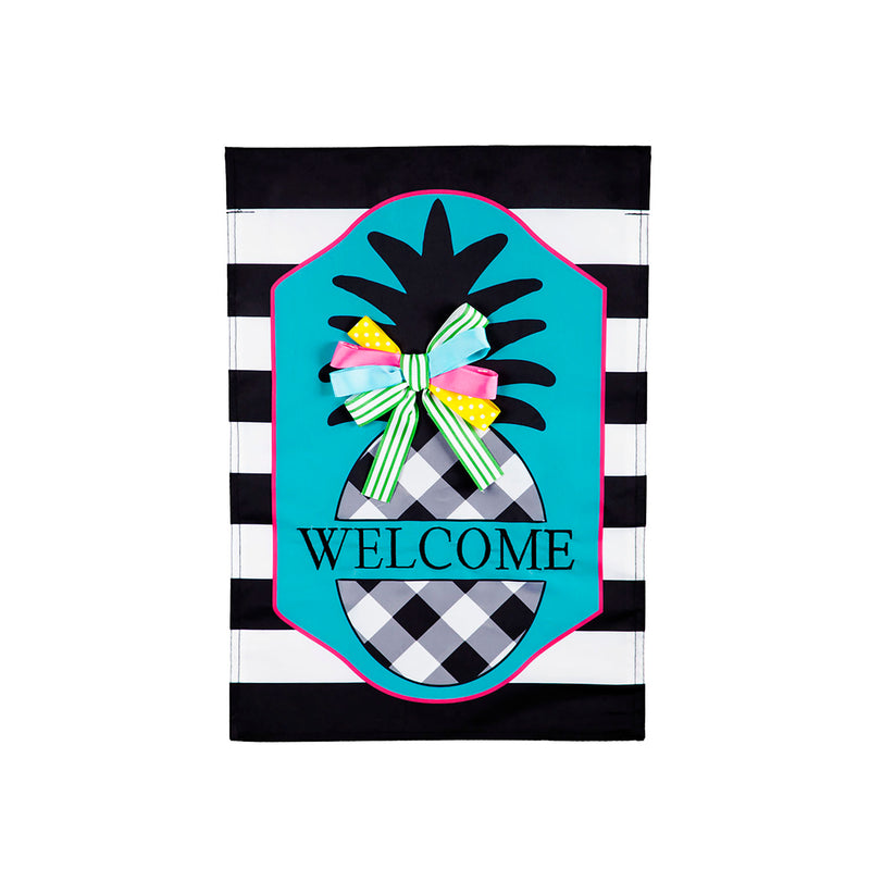 Black and White Pineapple House Applique Flag,159252