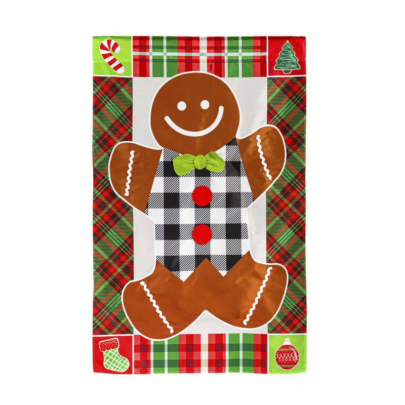 Patterned Gingerbread Man House Applique Flag,159343sa