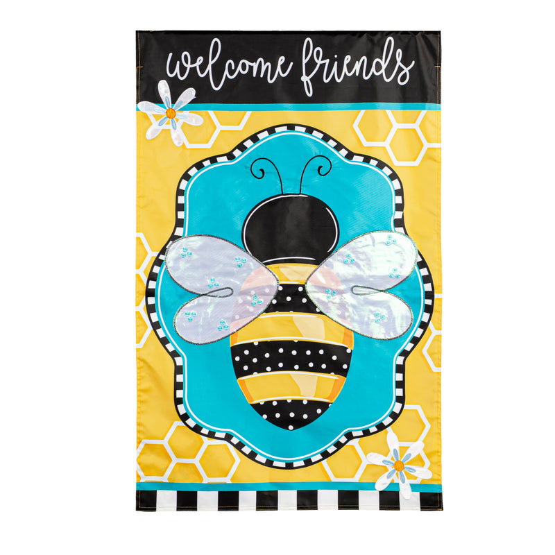 Buzzing Bee Welcome House Applique Flag,159451