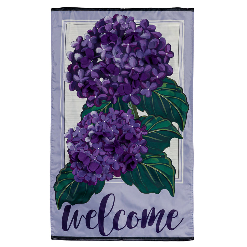 Hydrangea Welcome House Applique Flag,159458