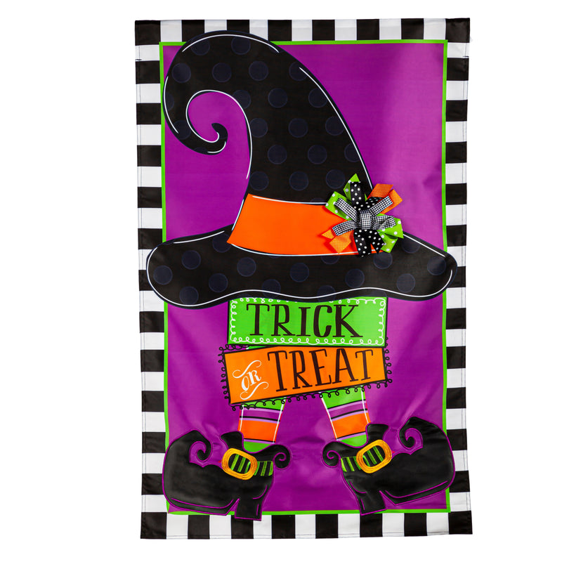 Trick Or Treat Witch House Applique Flag,159522