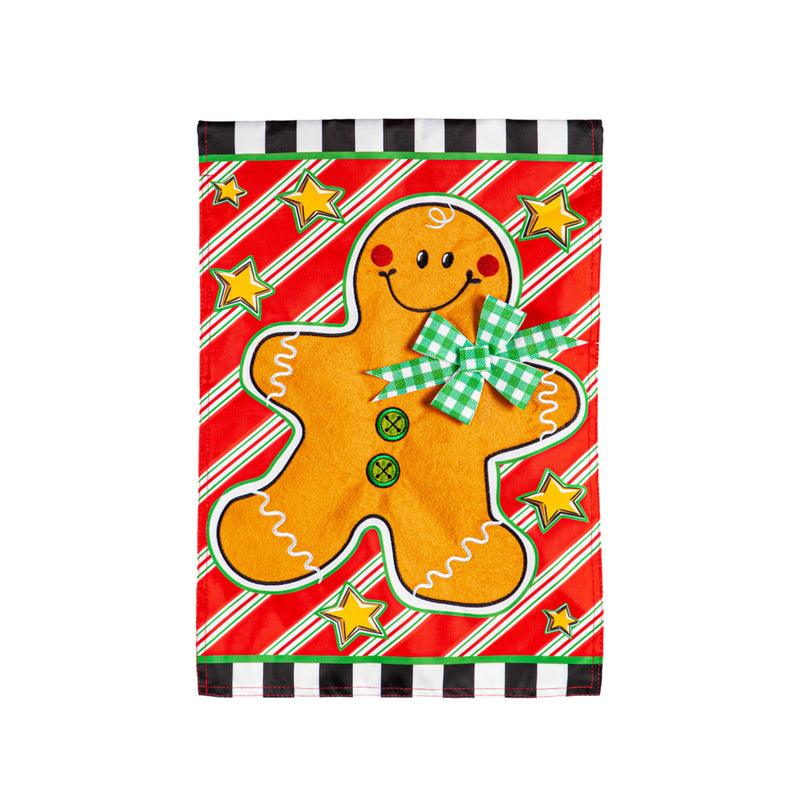 Patterned Gingerbread Man Applique House Flag,159573