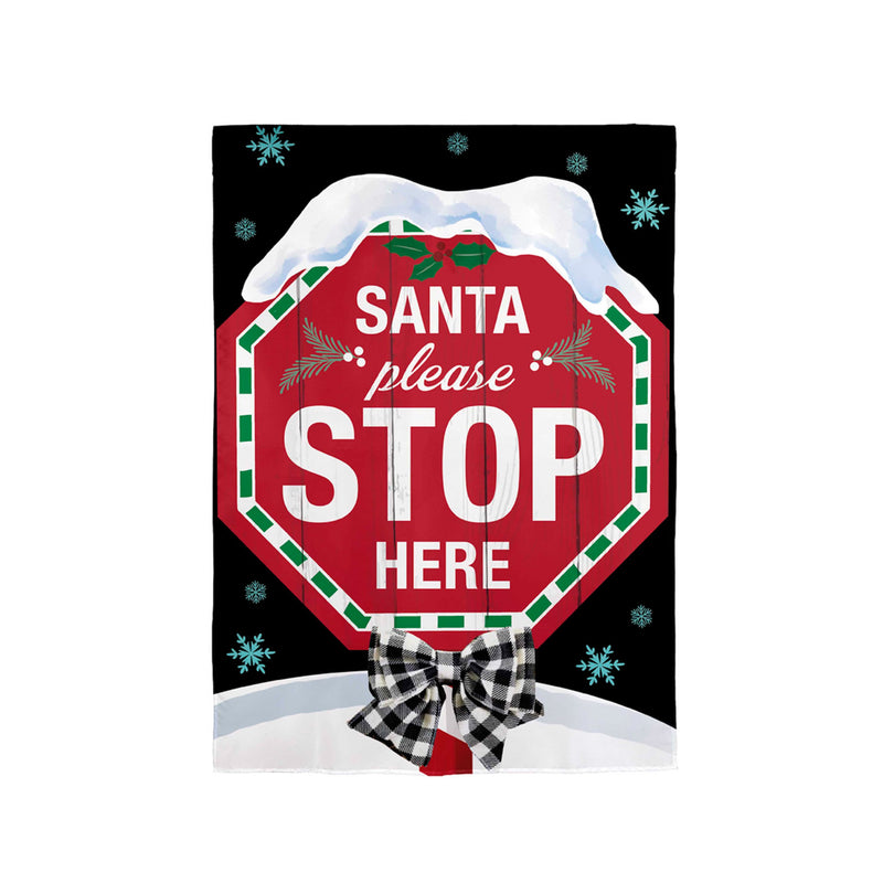 Santa Please Stop Here Applique House Flag,159610