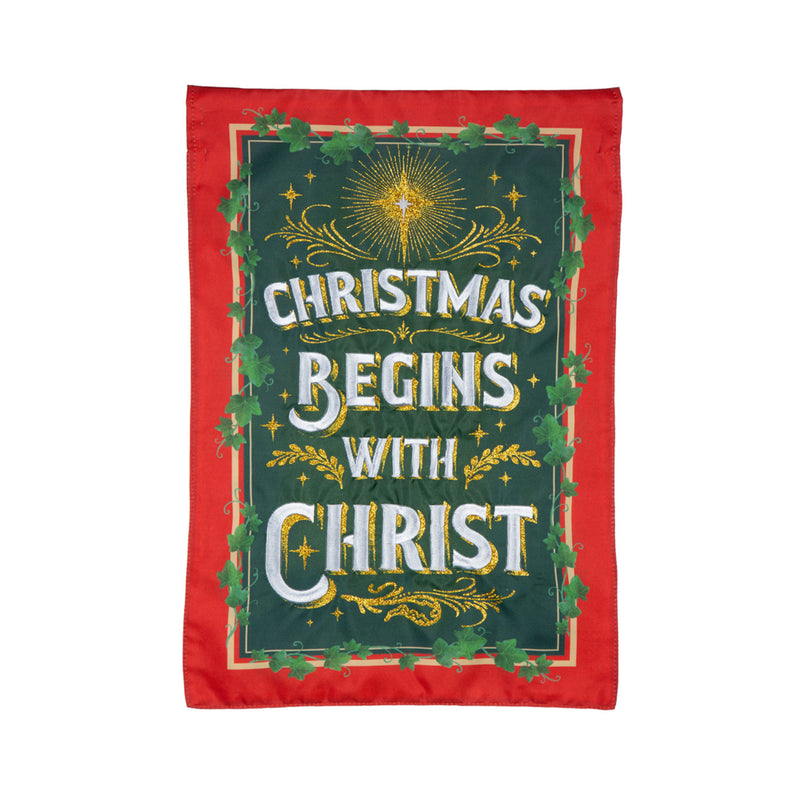 Christmas Begins with Christ Applique House Flag,159617