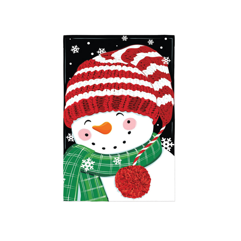 Cheerful Snowman Applique House Flag,159624