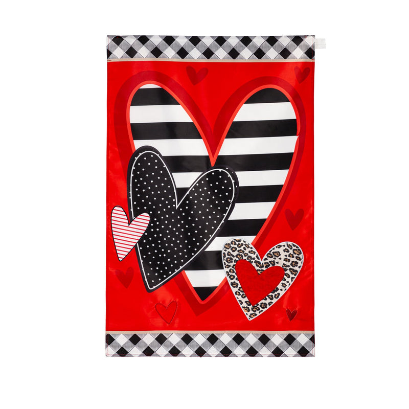 Patterned Heart Applique House Flag,159657