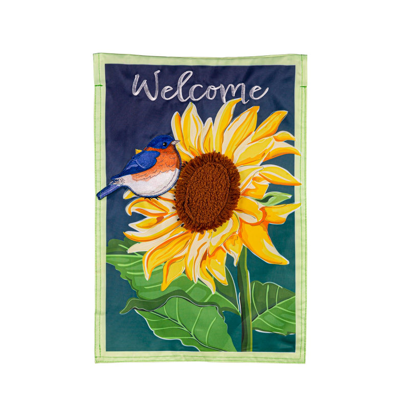 Bluebird and Sunflower Applique House Flag,159704