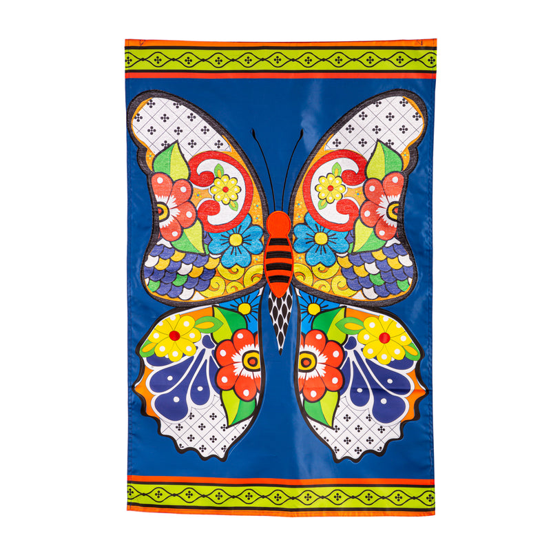 Talavera Butterfly Applique House Flag,159705