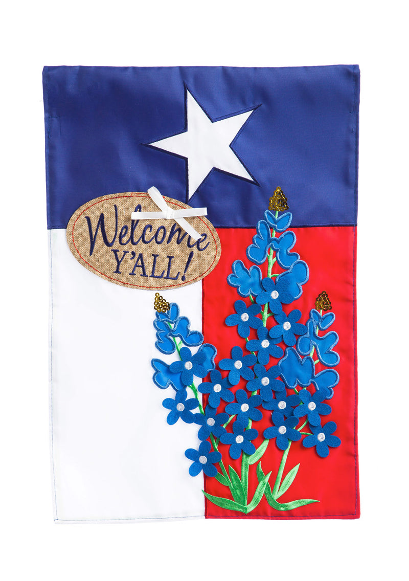 Blue Bonnets Garden Applique Flag,168679bl