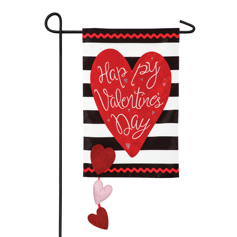 Valentine's Stripe Garden Applique Flag,169019