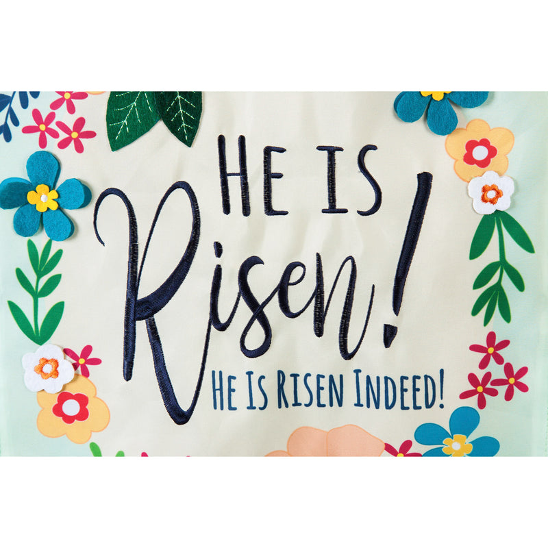 He Is Risen Floral Garden Applique Flag,169030