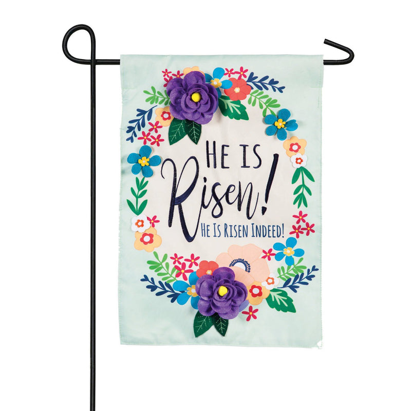 He Is Risen Floral Garden Applique Flag,169030