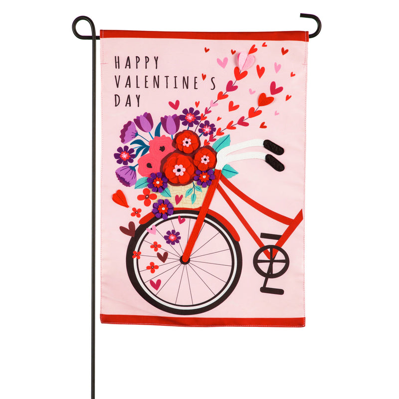 Valentine's Day Bicycle Garden Applique Flag,169104