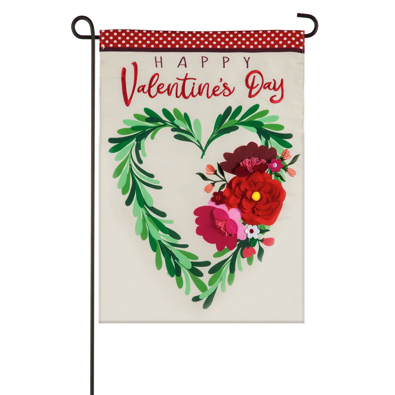 Valentine's Floral Heart Wreath Garden Applique Flag,169105