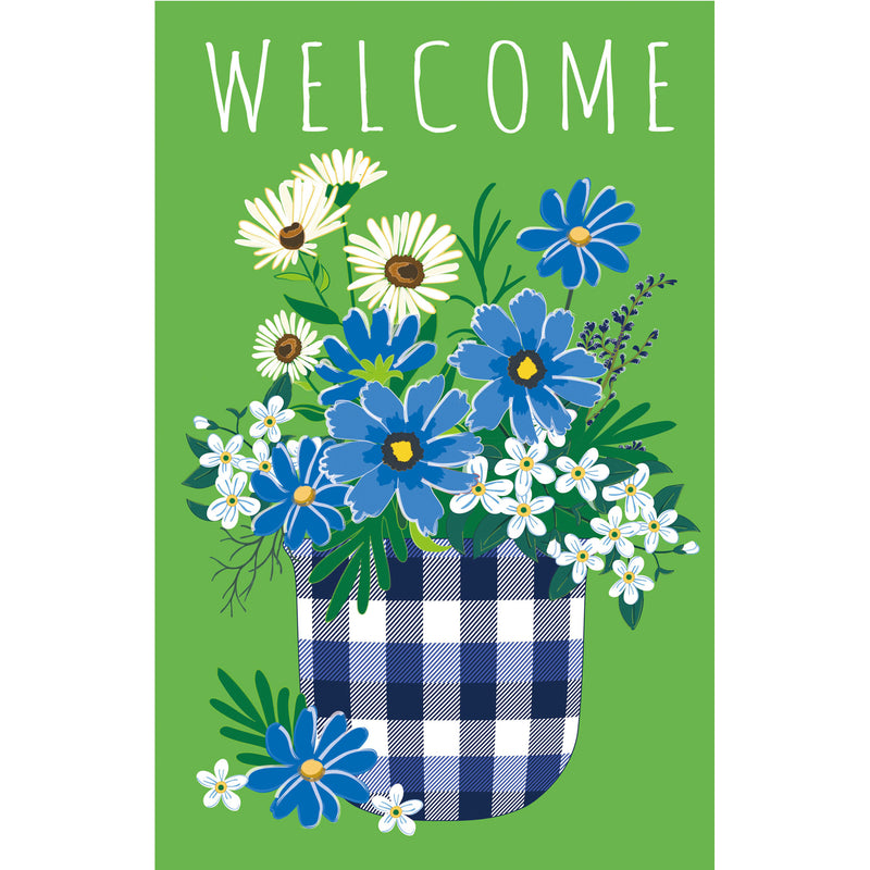 Plaid Flower Pot Garden Applique Flag,169140