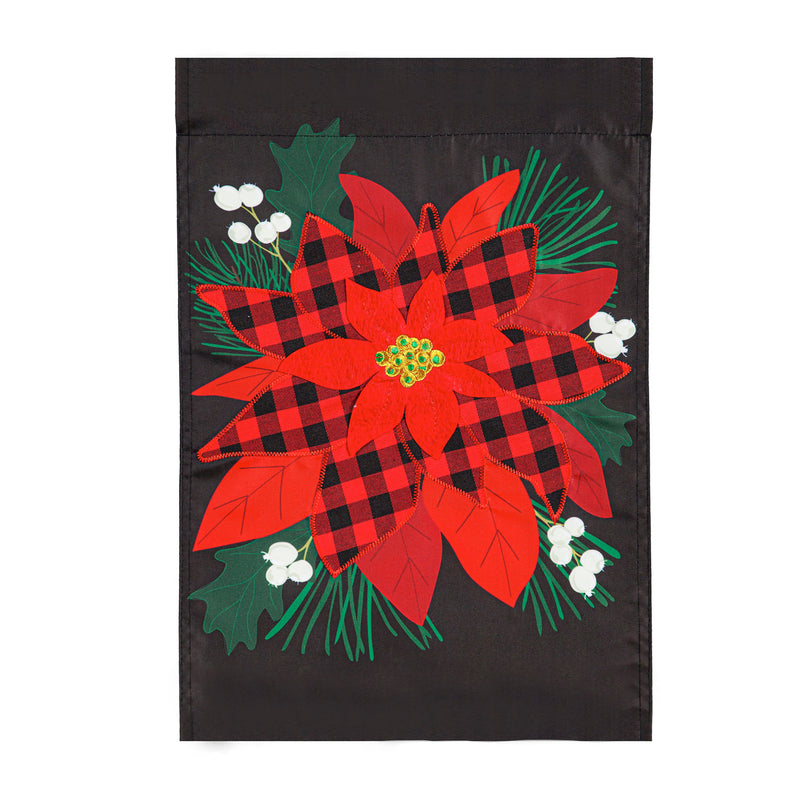 Buffalo Check Poinsettia  Garden Applique Flag,169182