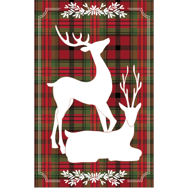 Plaid Reindeer Pair Garden Applique Flag,169204