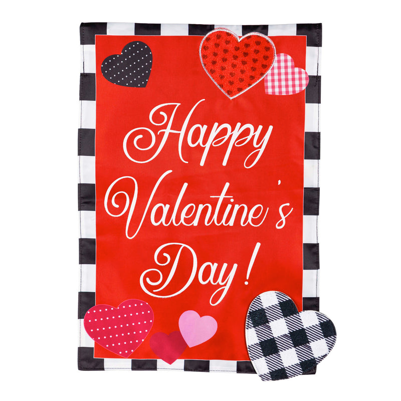 Valentine's Day Check Border Garden Applique Flag,169219