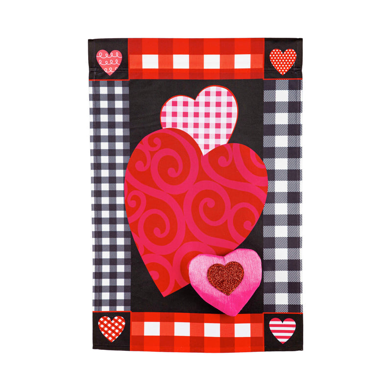 Valentine's Heart Patterned Border Garden Applique Flag,169222sa