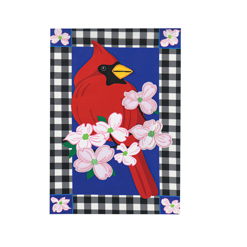 Buffalo Check Cardinal Garden Applique Flag,169227sa