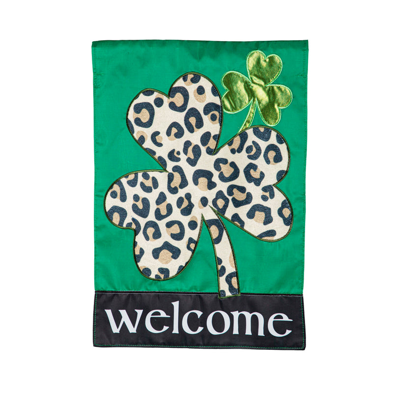 Animal Print Shamrock Garden Applique Flag,169228