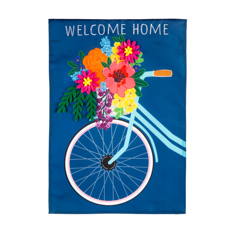 Bicycle with Basket Garden Applique Flag,169254