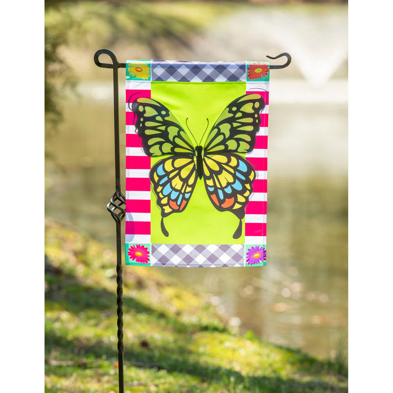 Butterfly Plaid Garden Applique Flag,169255sa