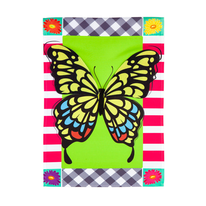 Butterfly Plaid Garden Applique Flag,169255sa