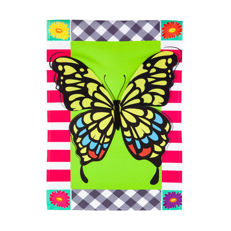 Butterfly Plaid Garden Applique Flag,169255sa