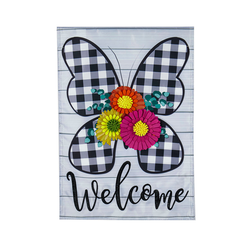 Buffalo Check Butterfly Garden Applique Flag,169257