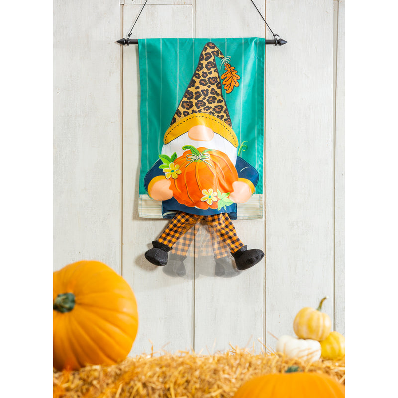 Fall Gnome with Pumpkin Garden Kickin Flag,169275mbl